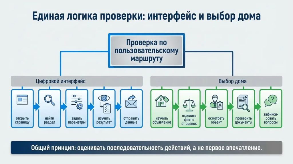 Единая логика проверки: интерфейс и выбор дома